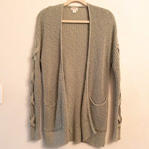 Mossimo Dusty Green / Sage Cardigan with Cross Detail on Sleeves